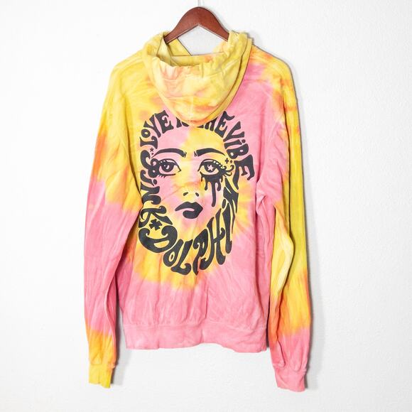 Pink+Dolphin Men’s Hoodie Dopamine Streetwear Tie-Dye Psychedelic Graphic Large - Picture 2 of 8